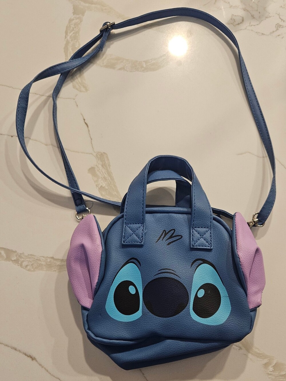 Blue Stitch Character Crossbody Bag with Pink Ears